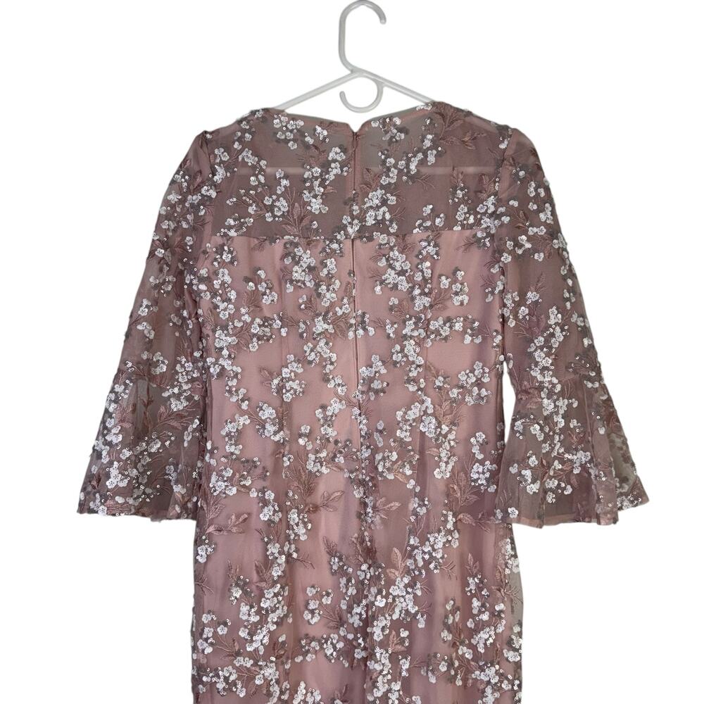 Alex Evenings Blush Pink Sequin Embroidered Dress Size 4 Formal Wedding Guest - Picture 6 of 10